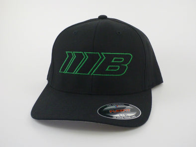 Borg Motorsports Outlined Green Logo on a Black Hat, Flexfit